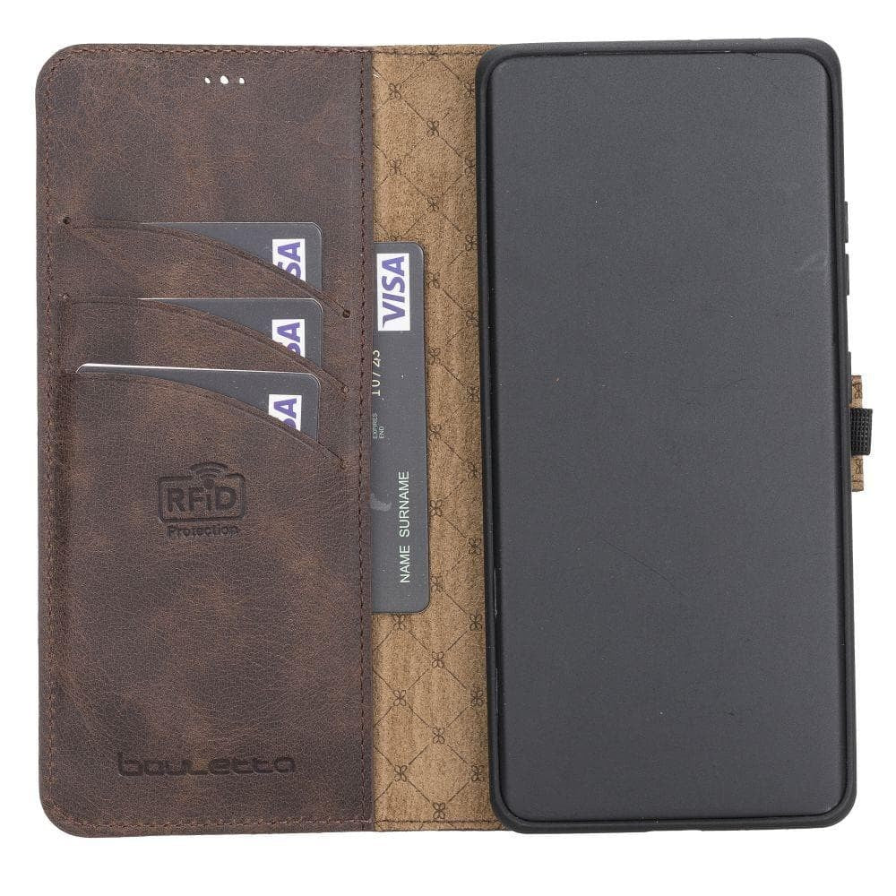 BOULETTA MAGNETISCHE ABNEHMBARE HANDYHÜLLE AUS LEDER MIT RFID-BLOCKER FÜR SAMSUNG GALAXY S21 ULTRA | Detachable Wallet - Black