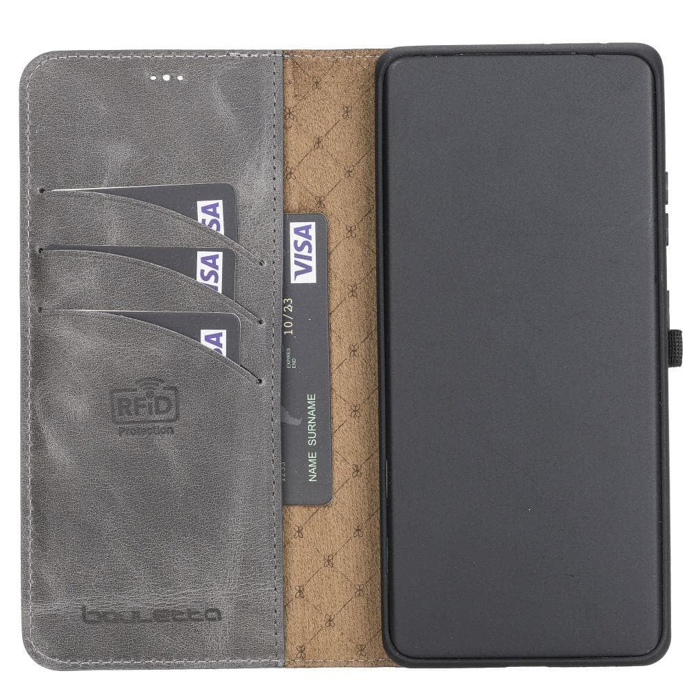 BOULETTA MAGNETISCHE ABNEHMBARE HANDYHÜLLE AUS LEDER MIT RFID-BLOCKER FÜR SAMSUNG GALAXY S21 ULTRA- Gray