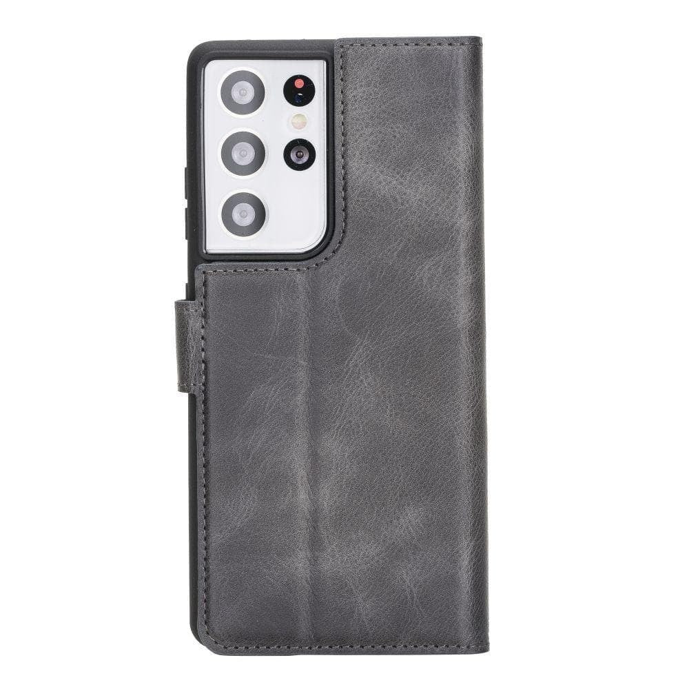BOULETTA MAGNETISCHE ABNEHMBARE HANDYHÜLLE AUS LEDER MIT RFID-BLOCKER FÜR SAMSUNG GALAXY S21 ULTRA- Gray