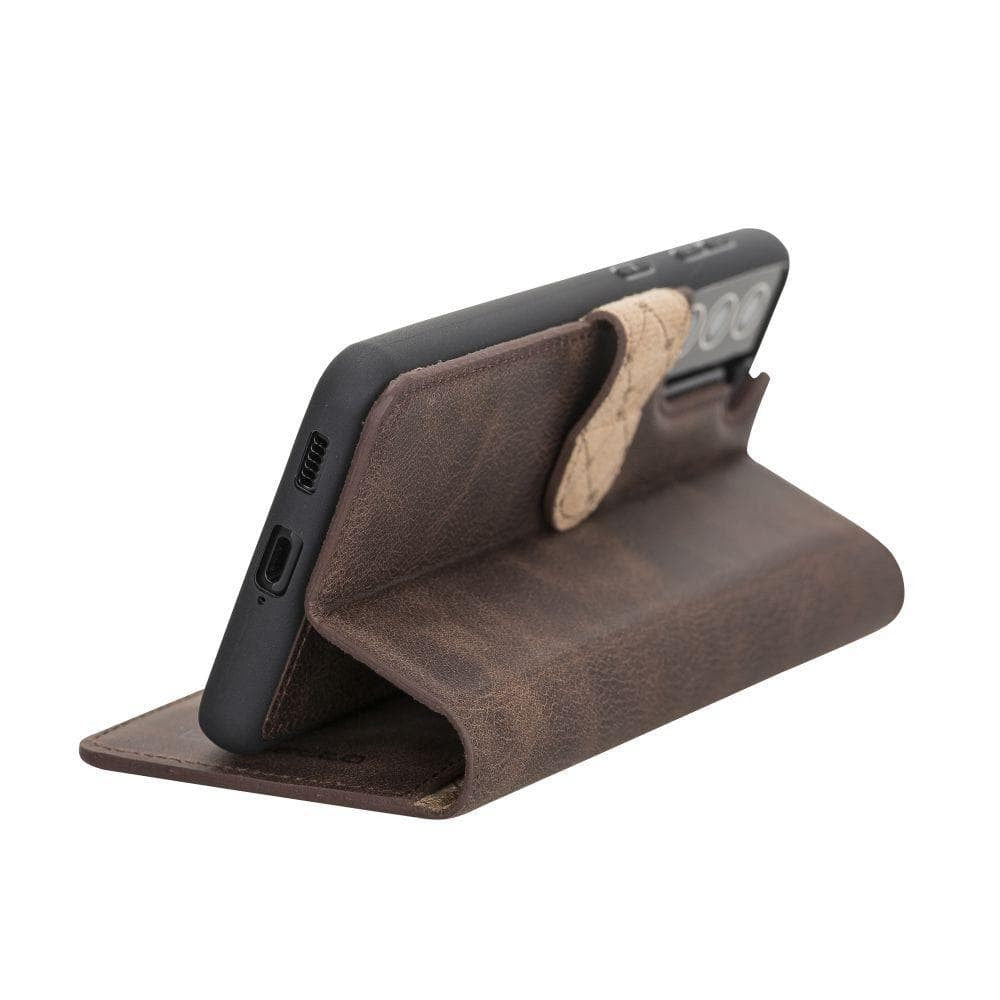 BOULETTA MAGNETISCHE ABNEHMBARE HANDYHÜLLE AUS LEDER MIT RFID-BLOCKER FÜR SAMSUNG GALAXY S21 TIGUAN BROWN