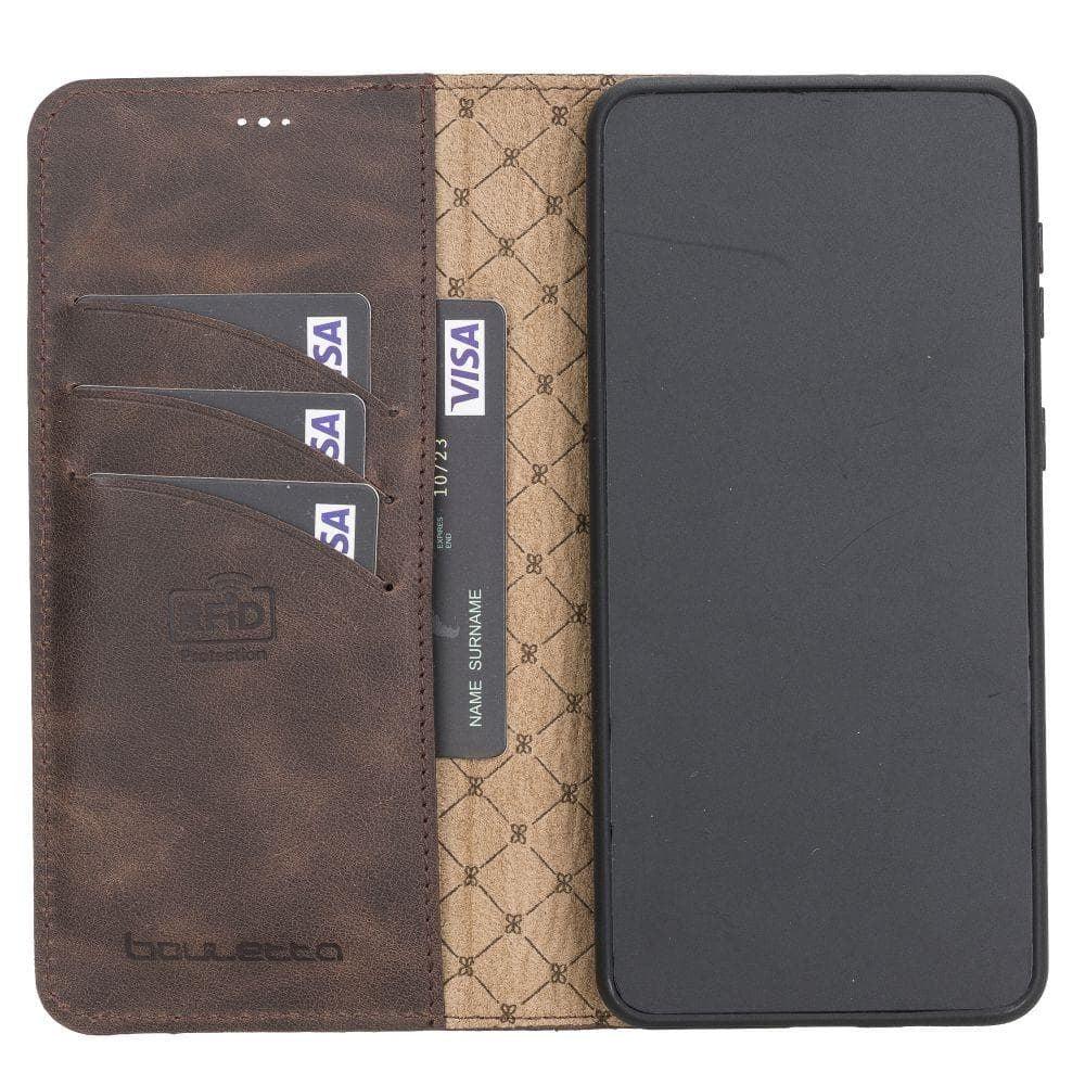 BOULETTA MAGNETISCHE ABNEHMBARE HANDYHÜLLE AUS LEDER MIT RFID-BLOCKER FÜR SAMSUNG GALAXY S21 TIGUAN BROWN