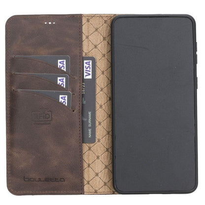 BOULETTA MAGNETISCHE ABNEHMBARE HANDYHÜLLE AUS LEDER MIT RFID-BLOCKER FÜR SAMSUNG GALAXY S21 TIGUAN BROWN