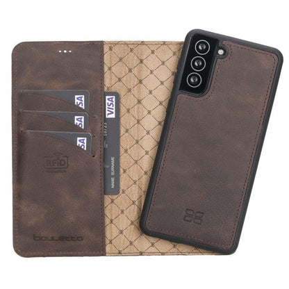 BOULETTA MAGNETISCHE ABNEHMBARE HANDYHÜLLE AUS LEDER MIT RFID-BLOCKER FÜR SAMSUNG GALAXY S21 TIGUAN BROWN