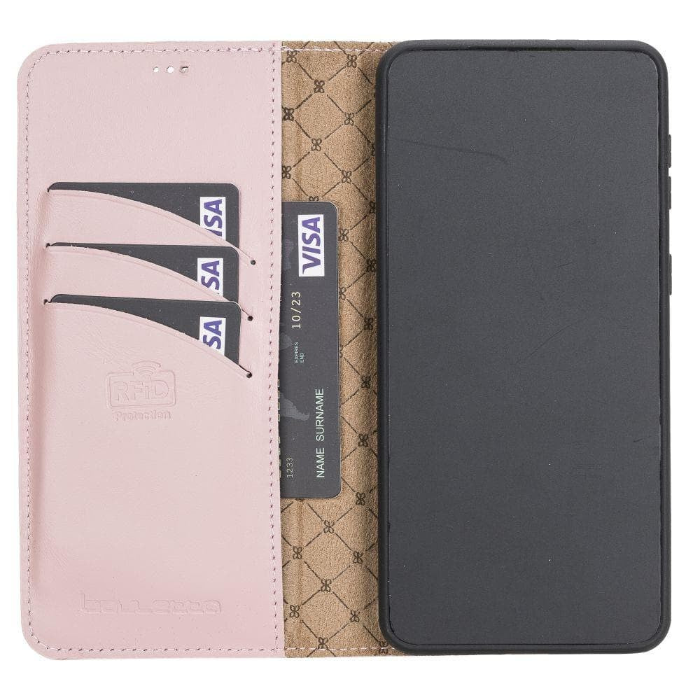 BOULETTA MAGNETISCHE ABNEHMBARE HANDYHÜLLE AUS LEDER MIT RFID-BLOCKER FÜR SAMSUNG GALAXY S21 | Detachable Wallet - Pink