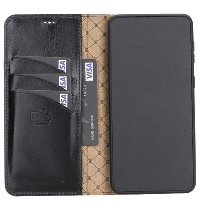 BOULETTA MAGNETISCHE ABNEHMBARE HANDYHÜLLE AUS LEDER MIT RFID-BLOCKER FÜR SAMSUNG GALAXY S21- Black
