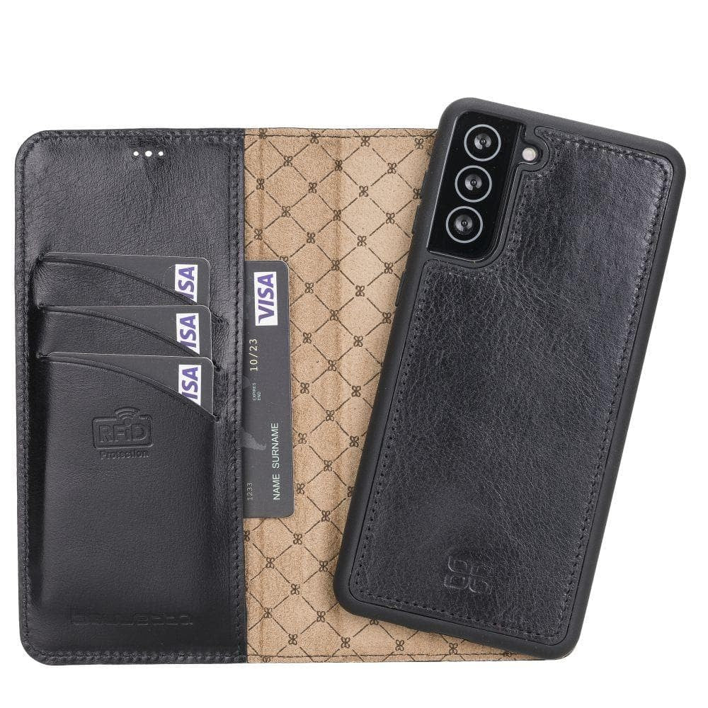 BOULETTA MAGNETISCHE ABNEHMBARE HANDYHÜLLE AUS LEDER MIT RFID-BLOCKER FÜR SAMSUNG GALAXY S21- Black