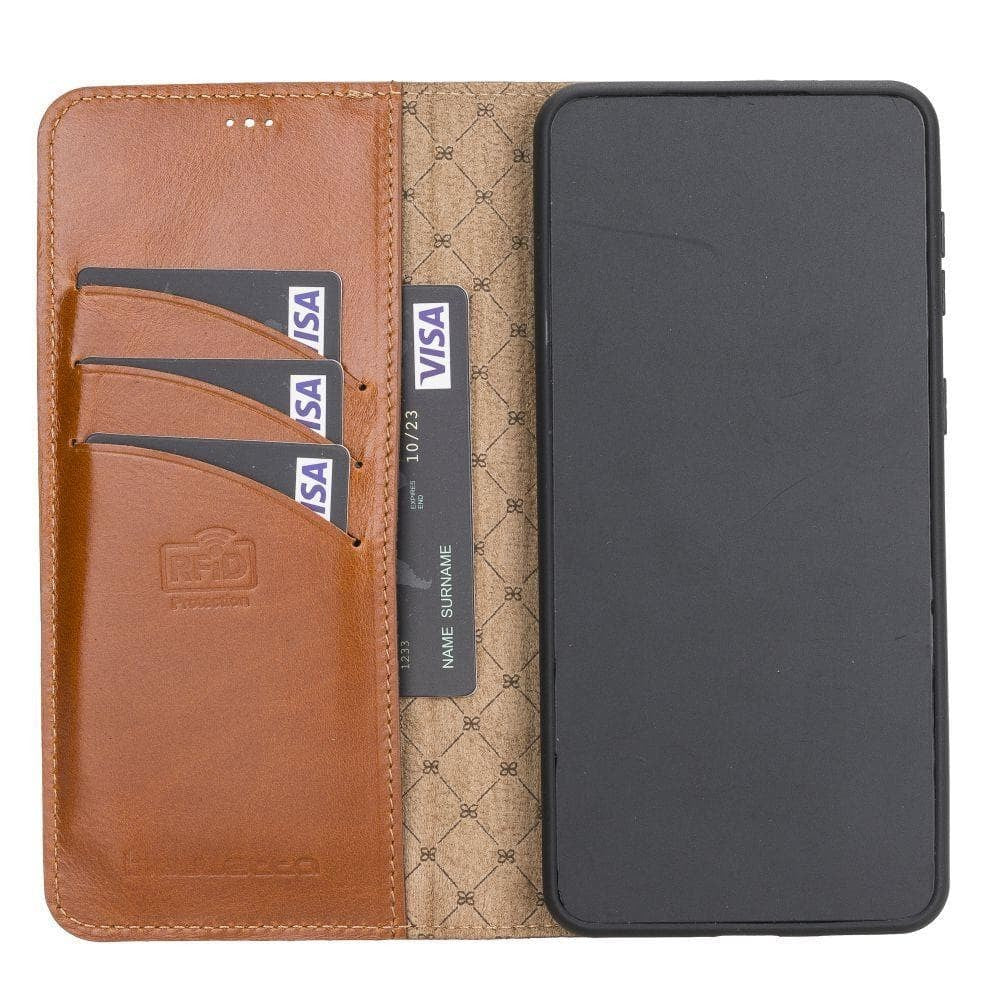 BOULETTA MAGNETISCHE ABNEHMBARE HANDYHÜLLE AUS LEDER MIT RFID-BLOCKER FÜR SAMSUNG GALAXYS 21 - Rustic Tan