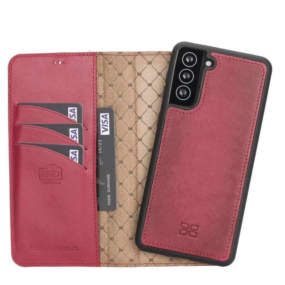 BOULETTA MAGNETISCHE ABNEHMBARE HANDYHÜLLE AUS LEDER MIT RFID-BLOCKER FÜR GALAXY S21 PLUS - Red
