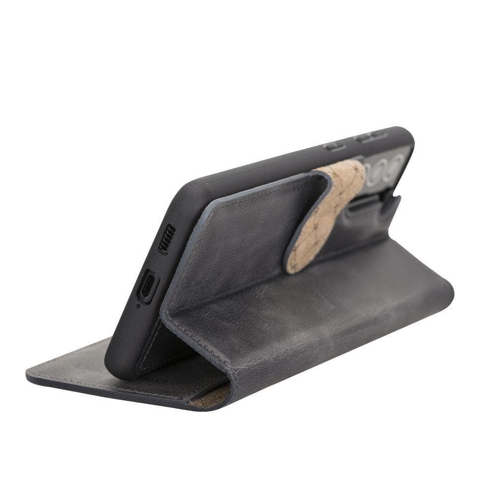 BOULETTA MAGNETISCHE ABNEHMBARE HANDYHÜLLE AUS LEDER MIT RFID-BLOCKER FÜR SAMSUNG GLAXY S21 PLUS - Grey