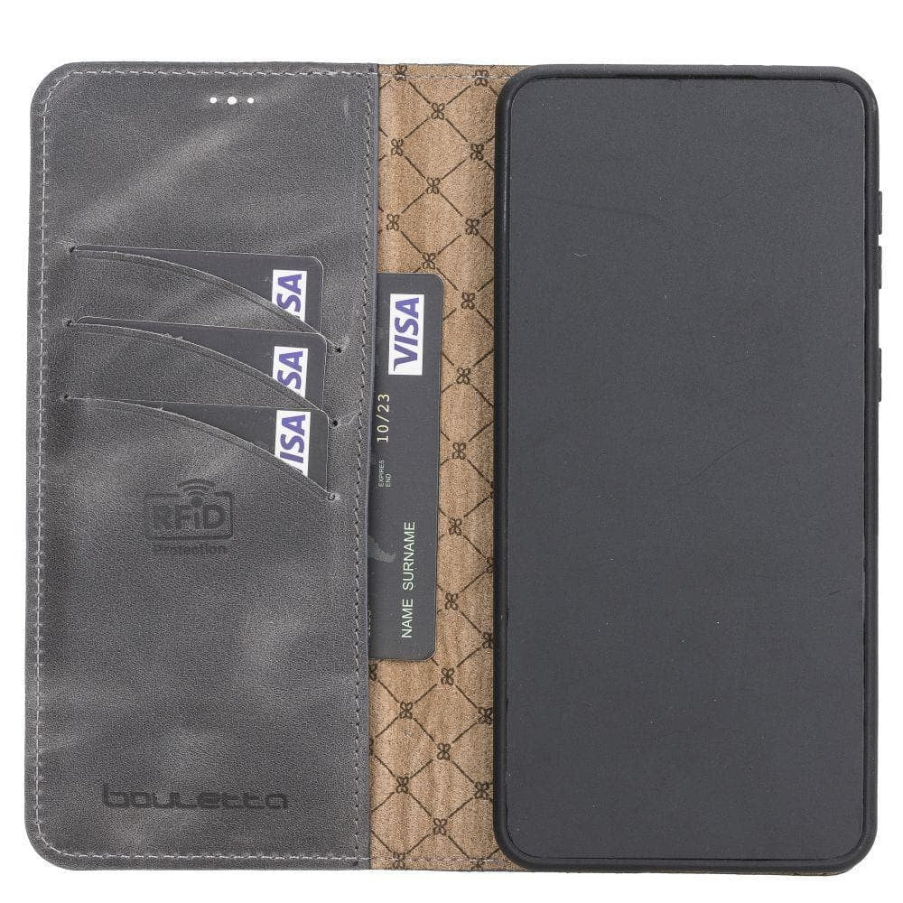 BOULETTA MAGNETISCHE ABNEHMBARE HANDYHÜLLE AUS LEDER MIT RFID-BLOCKER FÜR SAMSUNG GLAXY S21 PLUS - Grey