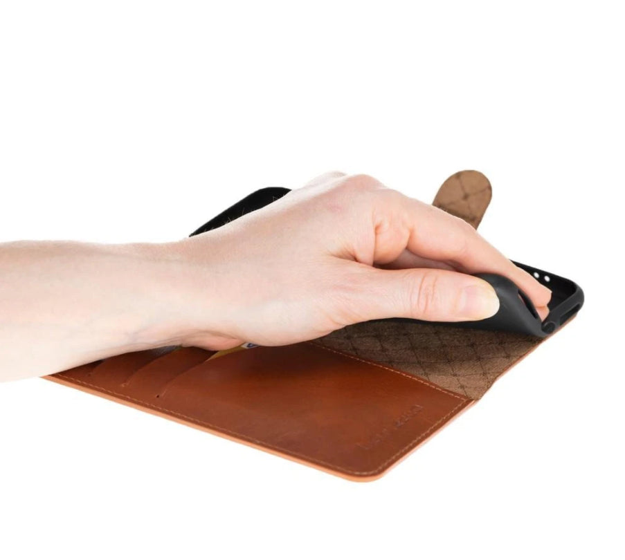 Bouletta Wallet Folio Leder Case für Apple iPhone XS Max - Rustic Tan mit Effect