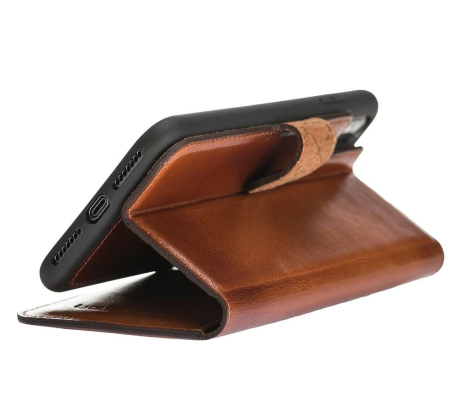 Bouletta Wallet Folio Leder Case für Apple iPhone XS Max - Rustic Tan mit Effect
