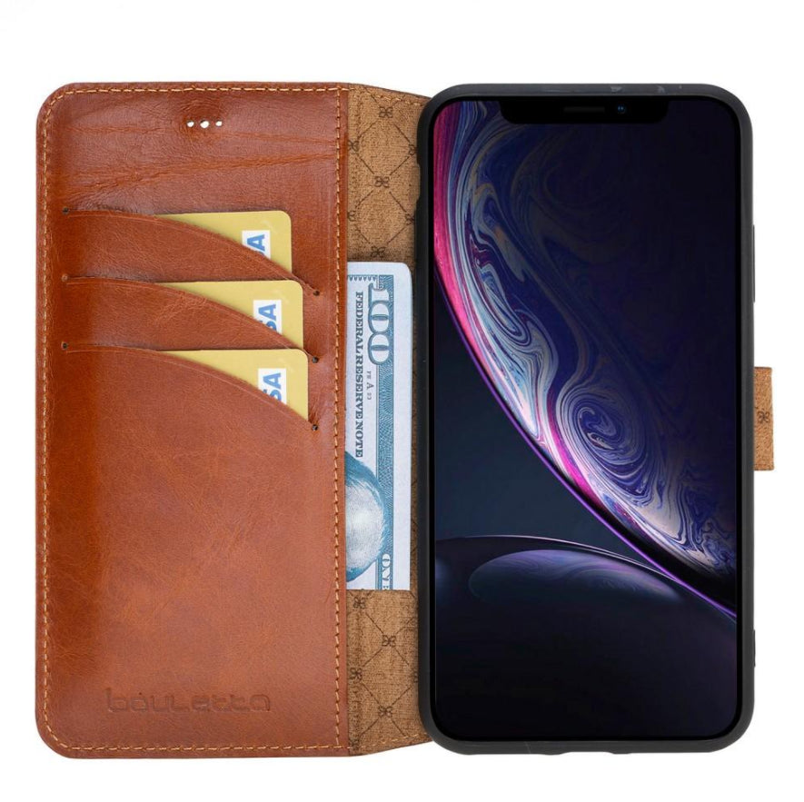 Bouletta Wallet Folio Leder Case für Apple iPhone XS Max - Rustic Tan mit Effect
