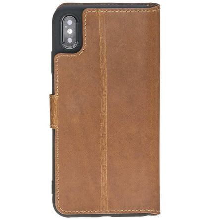 Bouletta Wallet Folio Leder Case für Apple iPhone XS Max - Rustic Tan mit Effect