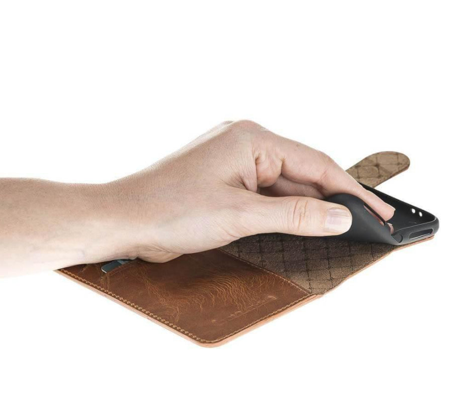 Bouletta Wallet Folio Leder Case für Apple iPhone XS Max - Rustic Tan mit Effect