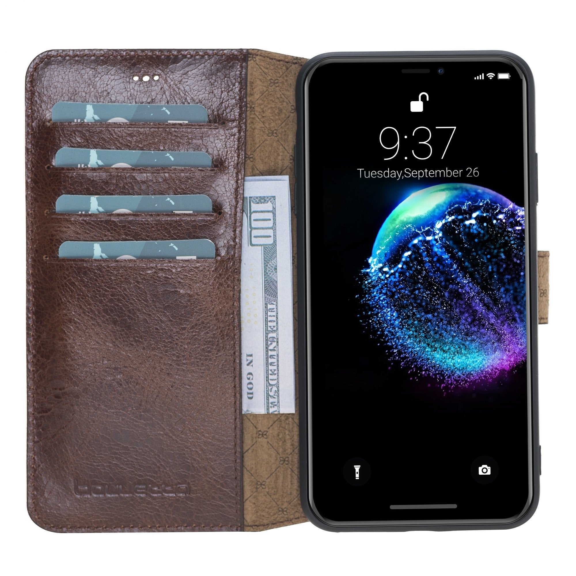 Bouletta Wallet Folio Ledertasche mit ID - Slot für Apple iPhone XS MAX - Vesselle Braun