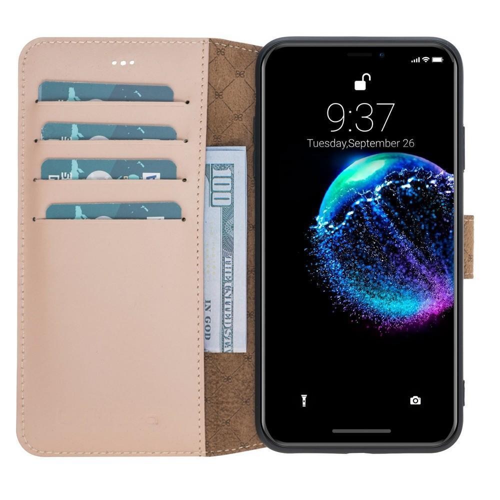 Bouletta Wallet Folio Ledertasche mit ID - Slot für Apple iPhone XS MAX - Nude