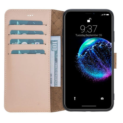 Bouletta Wallet Folio Ledertasche mit ID - Slot für Apple iPhone XS MAX - Nude