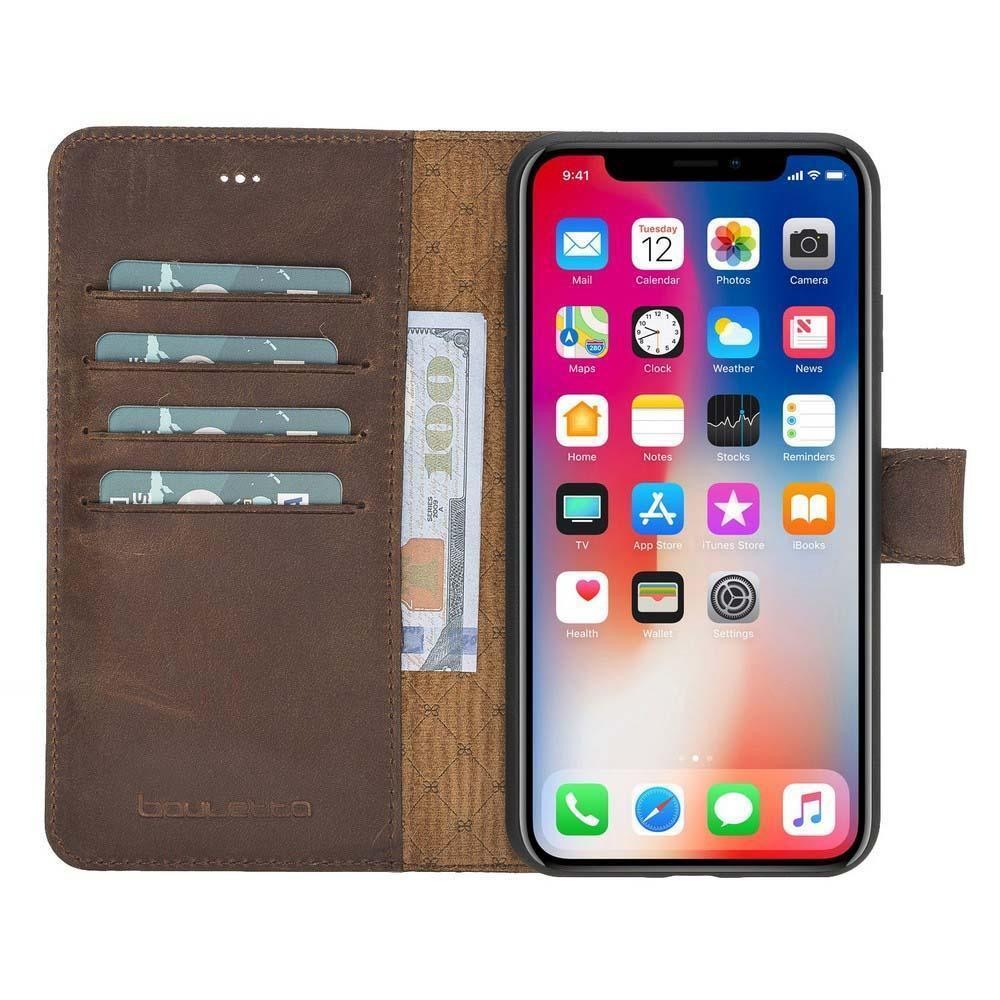 BOULETTA MAGNETISCHE ABNEHMBARE HANDYHÜLLE AUS LEDER  FÜR IPHONE XS MAX - ANTIC BROWN
