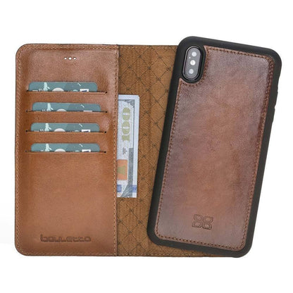 BOULETTA MAGNETISCHE ABNEHMBARE HANDYHÜLLE AUS LEDER MIT RFID-BLOCKER  FÜR IPHONE XS MAX -Rustic Tan mit Effect