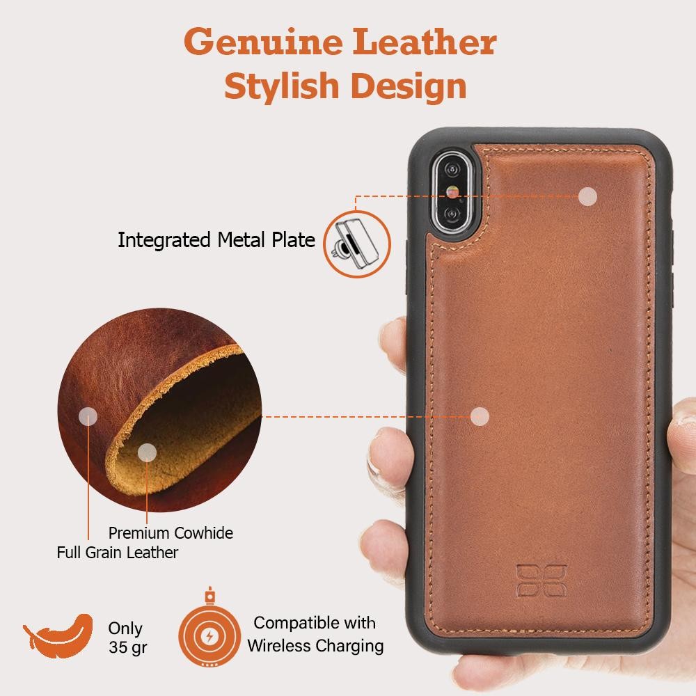 Bouletta Flex Cover Back Leder Case für iPhone XS Max Rustic Black