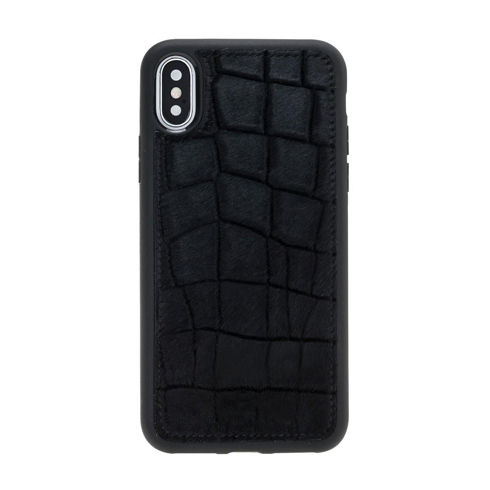 Bouletta Flex Cover Back Leder Case für iPhone XS Max Furry Croco Black