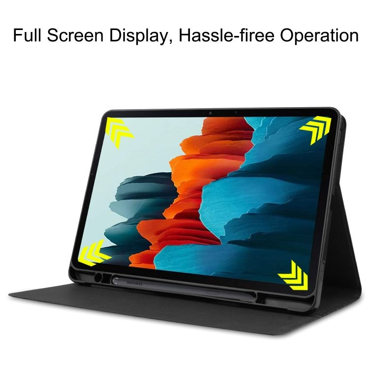 Samsung Galaxy Tab S7 (2020) Horizontal Flip Leder Hülle mit Halter-Schlaf Schwarz