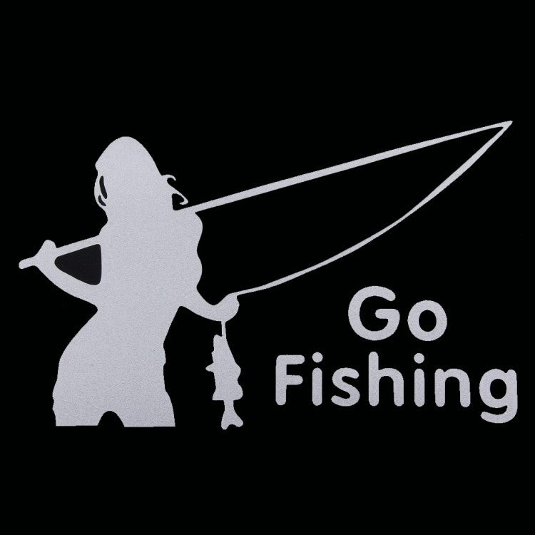 Beauty Go Fishing Styling Reflektierender Autoaufkleber Silber