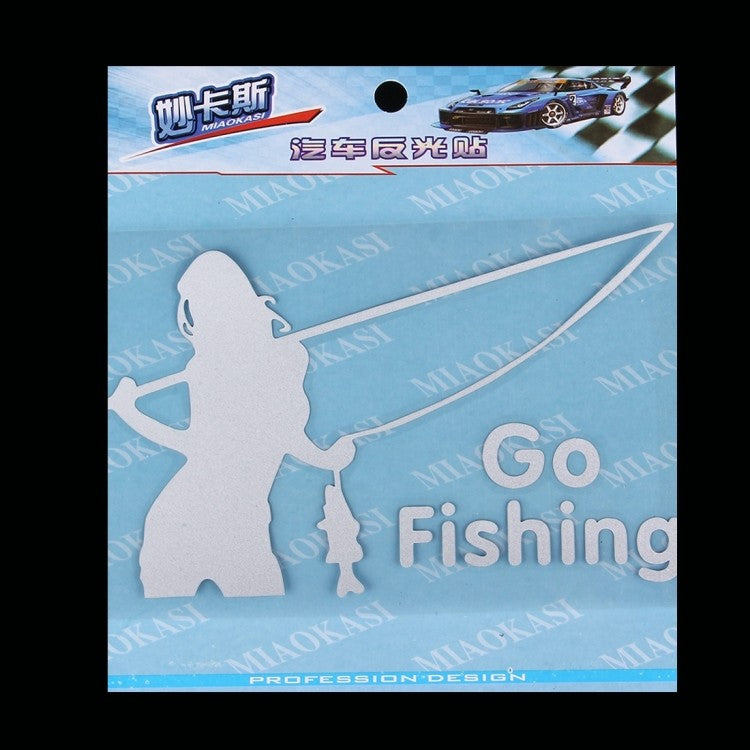 Beauty Go Fishing Styling Reflektierender Autoaufkleber Silber