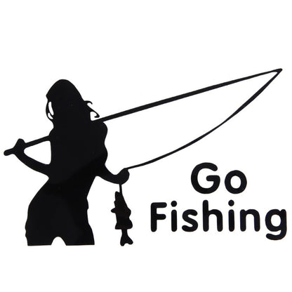 Beauty Go Fishing Styling Reflektierender Autoaufkleber Schwarz