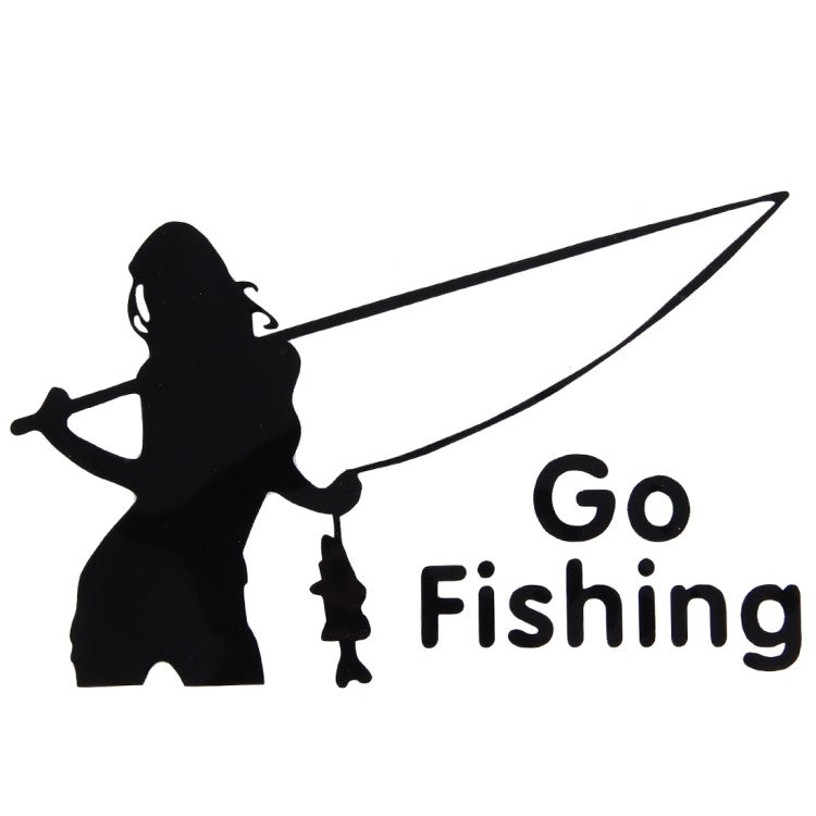 Beauty Go Fishing Styling Reflektierender Autoaufkleber Schwarz