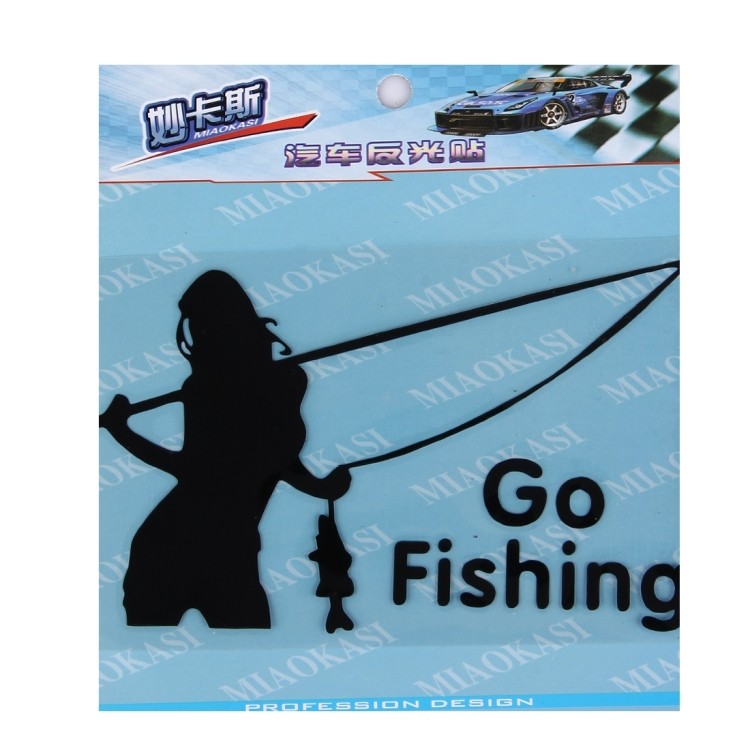 Beauty Go Fishing Styling Reflektierender Autoaufkleber Schwarz