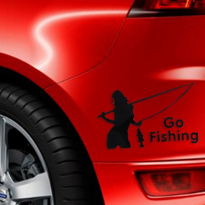 Beauty Go Fishing Styling Reflektierender Autoaufkleber Schwarz