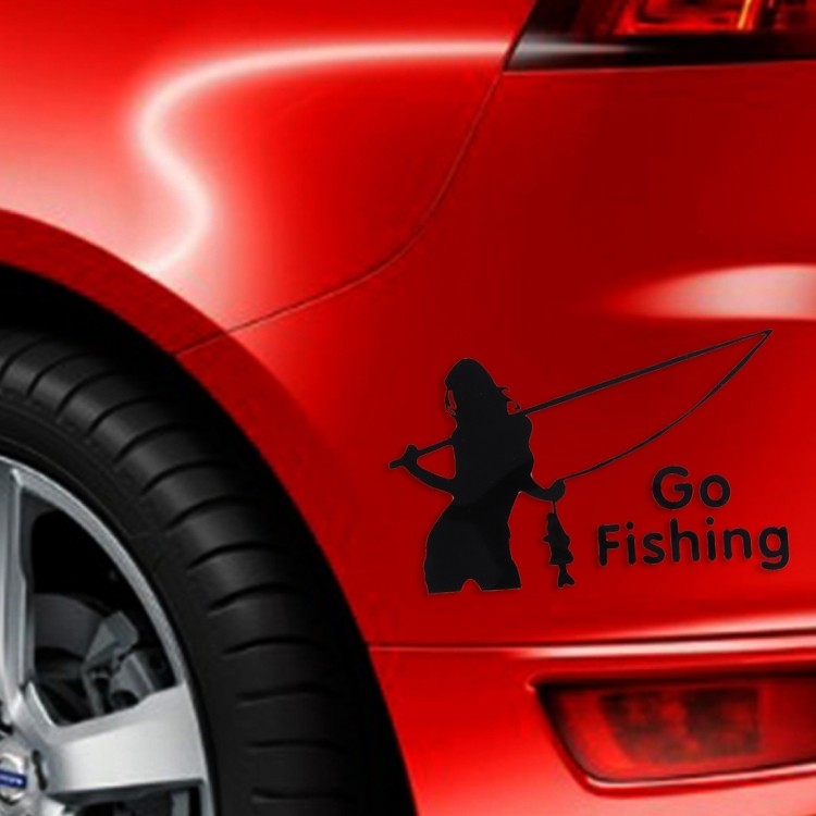 Beauty Go Fishing Styling Reflektierender Autoaufkleber Schwarz