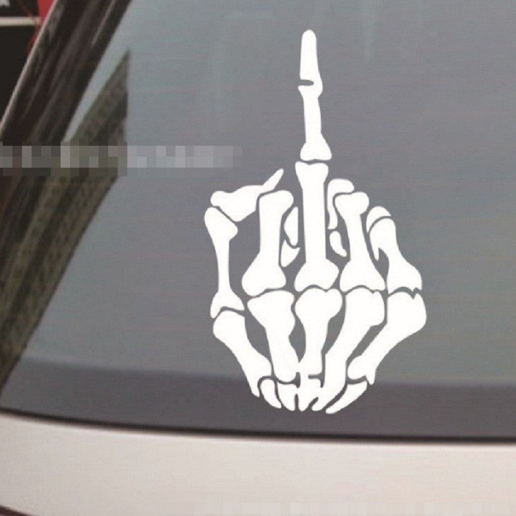Auto Aufkleber Mittelfinger Verachtung Reflektierende Autokleber Weiss