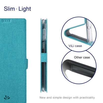 Galaxy S21 Ultra ViLi Stossfeste TPU + PU-Leder-Magnetschnalle Horizontal Flip Case mit Kartenfächern Halter (Blau)