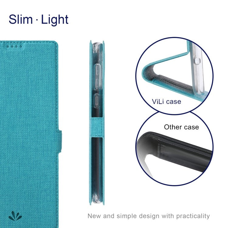 Galaxy S21 Ultra ViLi Stossfeste TPU + PU-Leder-Magnetschnalle Horizontal Flip Case mit Kartenfächern Halter (Blau)