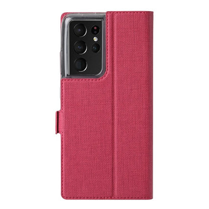 Galaxy S21 Ultra ViLi Stossfeste TPU + PU-Leder-Magnetschnalle Horizontal Flip Case mit Kartenfächern Halter (Rose Rot)
