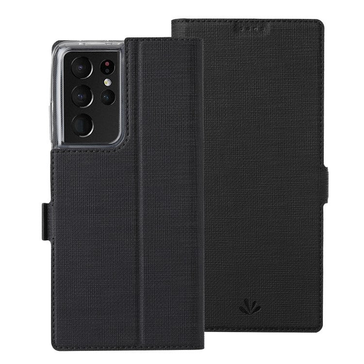 Galaxy S21 Ultra ViLi Stossfeste TPU + PU-Leder-Magnetschnalle Horizontal Flip Case mit Kartenfächern Halter (Schwarz)