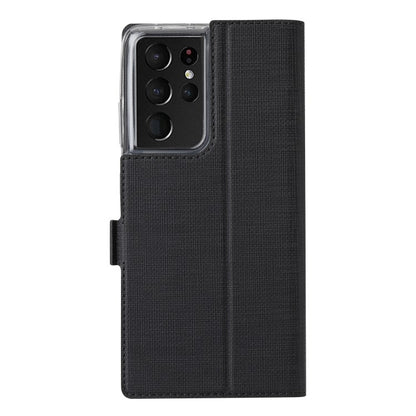 Galaxy S21 Ultra ViLi Stossfeste TPU + PU-Leder-Magnetschnalle Horizontal Flip Case mit Kartenfächern Halter (Schwarz)