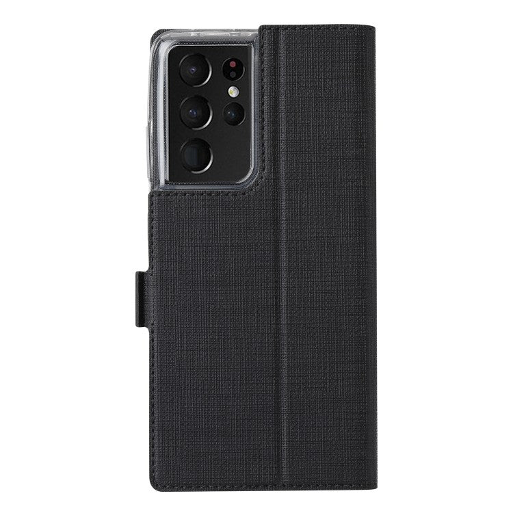 Galaxy S21 Ultra ViLi Stossfeste TPU + PU-Leder-Magnetschnalle Horizontal Flip Case mit Kartenfächern Halter (Schwarz)