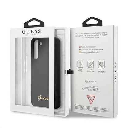 Guess - Liquid Silikon Hülle mit Metal Logo - G998F Galaxy S21 Ultra - Schwarz - Hard Cover Case Schutzhülle
