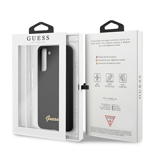 Guess - Liquid Silikon Hülle mit Metal Logo - G998F Galaxy S21 Ultra - Schwarz - Hard Cover Case Schutzhülle
