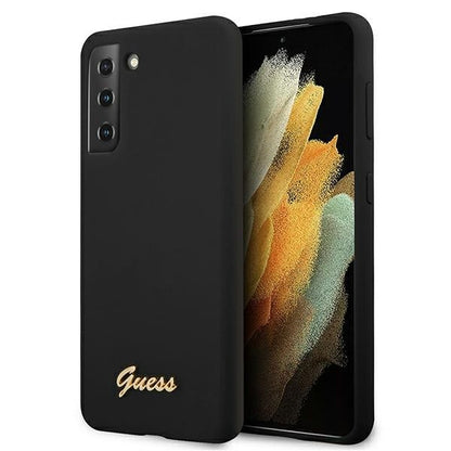 Guess - Liquid Silikon Hülle mit Metal Logo - G998F Galaxy S21 Ultra - Schwarz - Hard Cover Case Schutzhülle