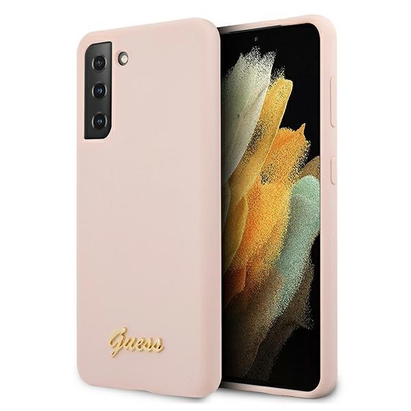 Guess - Liquid Silikon Hülle mit Metal Logo - G991F Galaxy S21 - pink - Hard Cover Case Schutzhülle