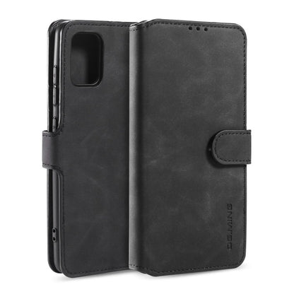 Galaxy A51 Retro Horizontal Flip Case mit Halter & Kartenfächern & Brieftasche (Schwarz)