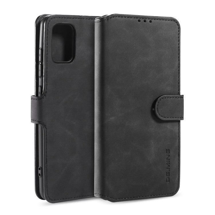 Galaxy A51 Retro Horizontal Flip Case mit Halter & Kartenfächern & Brieftasche (Schwarz)