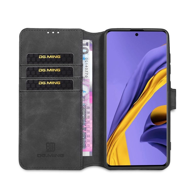 Galaxy A51 Retro Horizontal Flip Case mit Halter & Kartenfächern & Brieftasche (Schwarz)