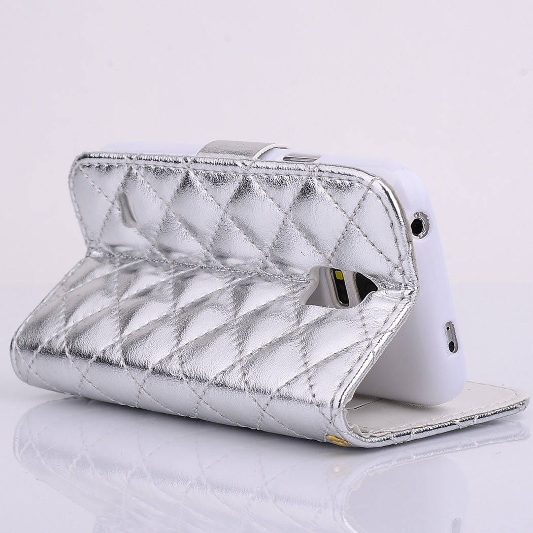 Bling Strass Leder Kreditkarten Etui Galaxy S5 Silber