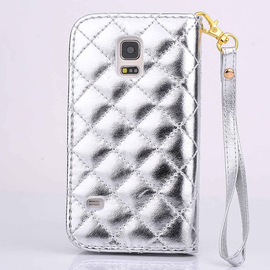 Bling Strass Leder Kreditkarten Etui Galaxy S5 Silber